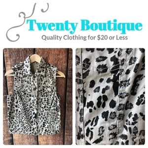 Animal Print Cheetah Print Jean Jacket Vest